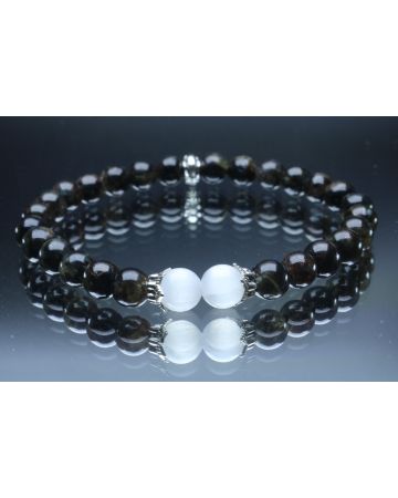 Arfvedsonite & Selenite Bracelet (6mm Beads)/Manifestation, Control, Positive Energy, Spiritual, Hope, Reassurance