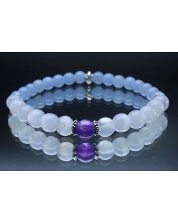 Spiritual/Heavenly Trifecta with Angelite, Selenite & Amethyst (6mm Beads)