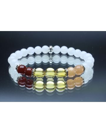 Moonstone, Sunstone, Citrine & Carnelian Bracelet (6mm Beads)/Positive Energy, Self-Esteem, Self-Worth, Stabilizing, Joy, New Beginnings