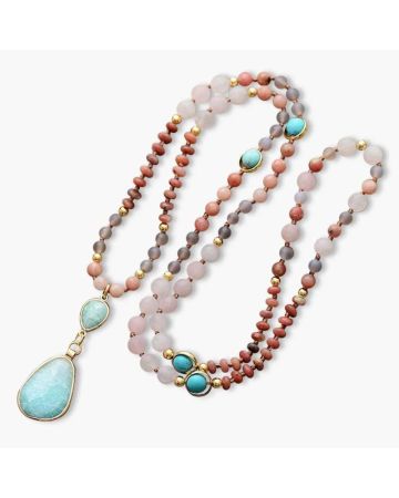 Frosted Turquoise and Amazonite Protection Necklace