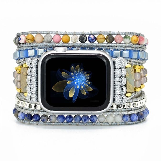 Bohemian Blue Dreams Apple Watch Band – Natural Blue Agate & Sodalite Handmade Strap