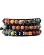Natural Matte Stone Leather Wrap Bracelet-Inner Peace Balance Meditation Spiritual Inspiration Energy Protection Bracelet-Mental Health Gift