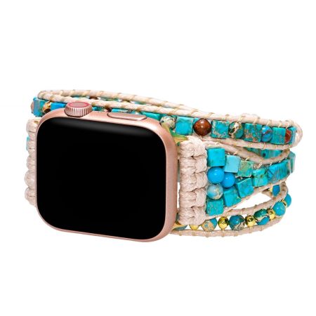 Natural Blue Turquoise Multi-Layer Wrapped Apple Watch Band