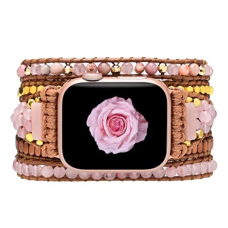 Natural Rhodonite _ose Quartz Rose Gold Apple Watch Band