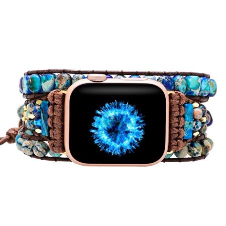 Graceful Blue Jasper Apple Watch Strap – Handmade Natural Stone iWatch Band