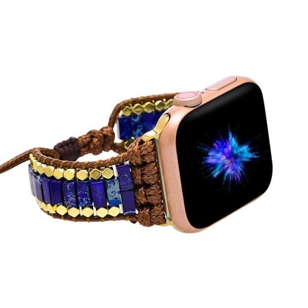 Hushed Seas Lapis Apple Watch Strap – Handmade Lapis Lazuli & Jasper Bracelet Band