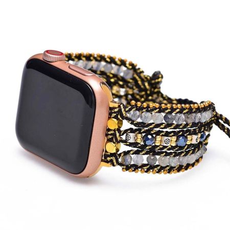 Handmade Labradorite Apple Watch Bracelet – Natural Stone Boho Band