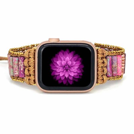 Natural Stone Apple Watch Band (38mm/40mm) – Handmade Crystal Beaded Bracelet Strap