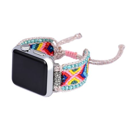 Boho Beaded Apple Watch Band – Colorful Woven Bracelet Strap for 38/40/41mm & 42/44/45mm – Adjustable Handmade iWatch Band