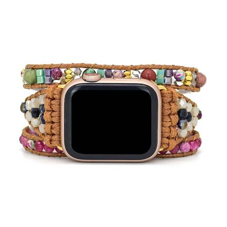 Confident Goddess Apple Watch Strap – Pink Agate & Imperial Jasper Crystal Band