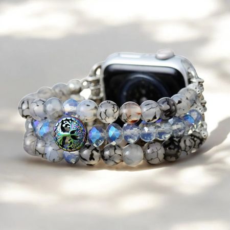 Labradorite Crystal Stretch Apple Watch Band – Handmade Transformative Stone Bracelet Strap (38–45mm)
