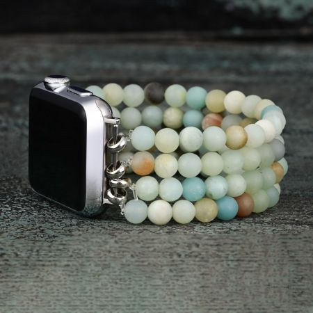 Amazonite Dream Inspiration Apple Watch Band – Calming Natural Stone Stretch Strap (38–45mm)