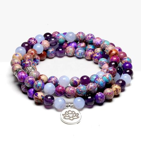 108 Bead Purple Jasper & Amethyst Mala Bracelet