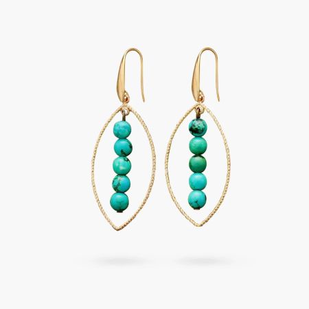 Gold Oval Turquoise Earrings
