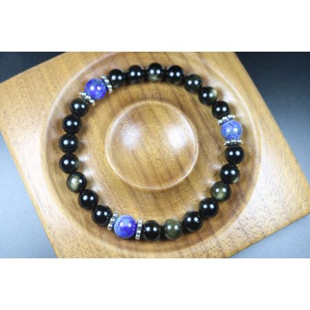 Black Obsidian and Blue Lapis Lazuli Bracelet - Men Bracelet - Men Jewelry - Men Bead Bracelet - Gemstone Bracelet - Heal Bracelet 8mm beads