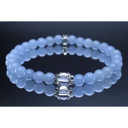 Angelite & Crystal Quartz Bracelet (6mm Beads)