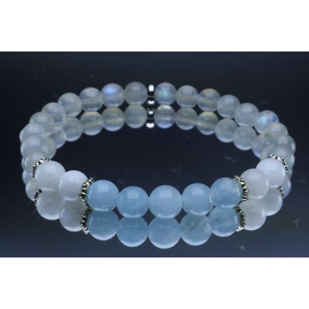 Labradorite, Moonstone & Aquamarine Bracelet (6mm Beads)/'Go with the Flow', Deal with Change, Stress and Fear, New Beginnings, Protection