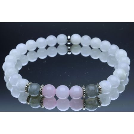 Moonstone, Labradorite & Rose Quartz Bracelet (6mm Beads)/Hormone Balance, Calming, Spiritual, New Beginnings, Positive Energy, Protection