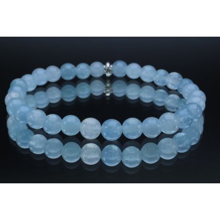 Aquamarine Bracelet (6mm Beads)/Calming, Anxiety, Courage, Security, Self-Confidence, Protection, Positivity