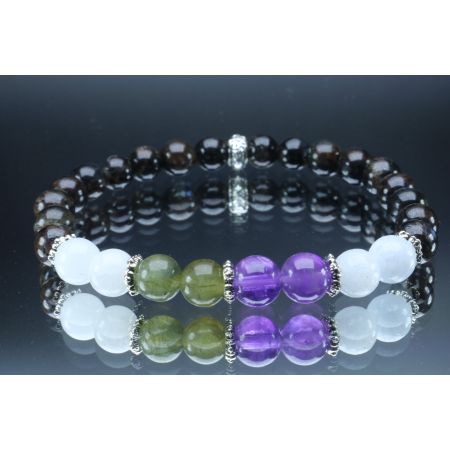Intuition Enhancement Bracelet with Astrophyllite, Celestite, Amethyst, Labradorite & Moonstone (6mm Beads)