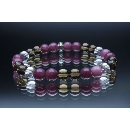 Lepidolite, Smoky Quartz & Clear Quartz Depression/Mental Health Support Bracelet (6mm Beads)