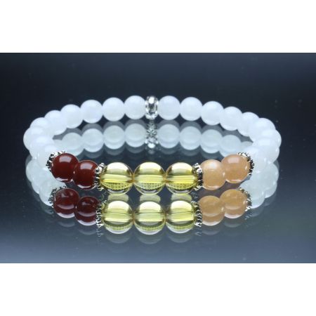 Moonstone, Sunstone, Citrine & Carnelian Bracelet (6mm Beads)/Positive Energy, Self-Esteem, Self-Worth, Stabilizing, Joy, New Beginnings