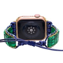 Arcane Malachite Apple Watch Strap – Handwoven Rectangular Bead Design