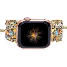 Handmade Boho Gemstone Apple Watch Straps – Rose Quartz, Shoushan Stone & Emperor Stone Wrap Bands for Series 4–9, SE (38–45mm)