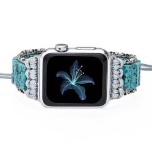 Beauty of Sky Apple Watch Strap – Handmade Blue Jasper Sesame Beaded Band