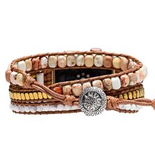 Natural Howlite &amp; Shoushan Stone Boho Apple Watch Band