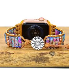 Natural Stone Apple Watch Band (38mm/40mm) – Handmade Crystal Beaded Bracelet Strap