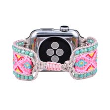 Pink Lemonade Boho Beaded Apple Watch Band – Handmade Adjustable Bracelet Strap, Colorful Bohemian Watch Band for Apple Watch Series 1–10, SE (38–45mm)