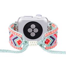 Boho Nylon Apple Watch Band – Adjustable 38/40/41mm Bracelet Strap for Apple Watch Series 8 7 SE 6 5 4 3 2 1