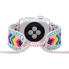 Boho Beaded Apple Watch Band – Colorful Woven Bracelet Strap for 38/40/41mm &amp; 42/44/45mm – Adjustable Handmade iWatch Band