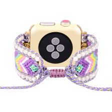 Lilac Purple Crystal Handwoven Apple Watch Band – Adjustable Nylon Strap