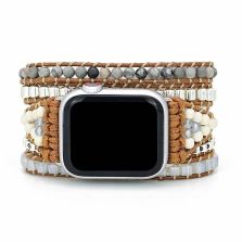 Natural Celestine Beaded Apple Watch Band – Howlite Crystal Healing Strap