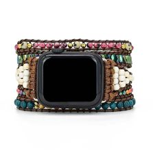 Natural Apatite & Imperial Jasper Apple Watch Band – Handmade Healing Crystal Wrap