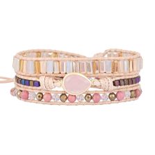Precious Rose Quartz Teardrop Wrap Bracelet