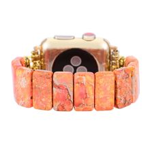 Orange Stone Beaded Stretch Watch Band – Boho Style for Apple Watch