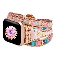 Bohemian Multi-Layer Beaded Apple Watch Strap – Rose Quartz &amp; Agate
