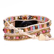 Boho Crystal Apple Watch Band – Handmade Multi-Layer Natural Stone Wrap Bracelet Strap