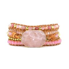 Golden Rose Quartz Bracelet – Handmade Heart Chakra Healing Wrap Bracelet