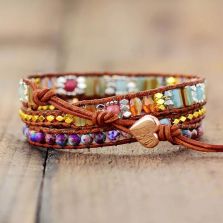 Natural Rhodonite &amp; Jasper Wrap Bracelet