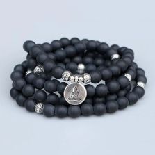 108 Bead Black Onyx Mala Bracelet – with Spiritual Charm