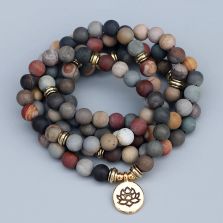 108 Bead Jasper Mala Bracelet – with Spiritual Charm