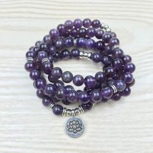 108 Bead Amethyst Mala Bracelet – with Spiritual Charm