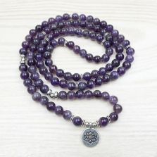 108 Bead Amethyst Mala Bracelet – with Spiritual Charm