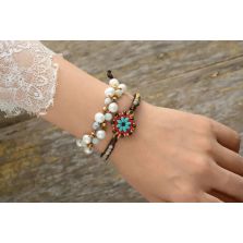 Freshwater Pearl &amp; Amazonite Tree of Life Bracelet