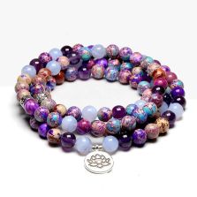 108 Bead Purple Jasper & Amethyst Mala Bracelet