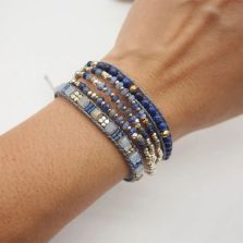 Lapis Lazuli & Blue Aventurine 5-Layer Gemstone Wrap Bracelet
